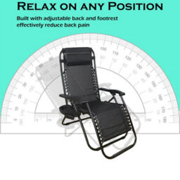 Shatchi Gravity Chair Heavy Duty Textoline Outdoor & Garden Sunloungers Folding Reclining Patio Chair Recliners ,1Pc - thumbnail 5