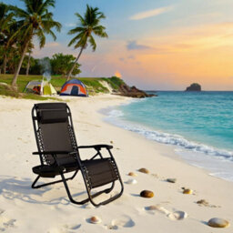 Shatchi Gravity Chair Heavy Duty Textoline Outdoor & Garden Sunloungers Folding Reclining Patio Chair Recliners ,1Pc - thumbnail 9
