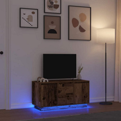 Berkfield Tv Cabinet With Led Lights Old Wood 100X41X50 Cm - image 1