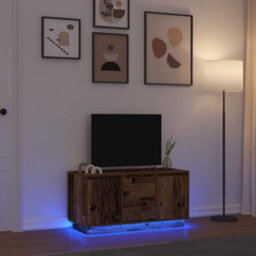 Berkfield Tv Cabinet With Led Lights Old Wood 100X41X50 Cm - thumbnail 1