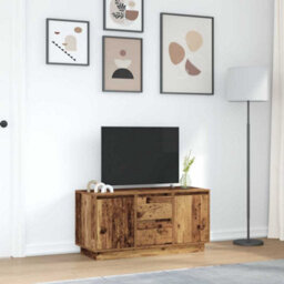 Berkfield Tv Cabinet With Led Lights Old Wood 100X41X50 Cm - thumbnail 4