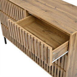 Abrihome Wood Colour Storage Sideboard 120X40X81Cm, Featuring 6 Openwork Drawers, Ventilated Design & 5 Support Legs - thumbnail 7