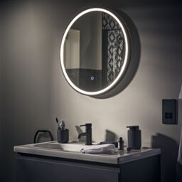 Sensio Frontier Matt Black Circular Wall-Mounted Bathroom Illuminated Modern Illuminated Mirror (H)60Cm (W)60Cm - thumbnail 5