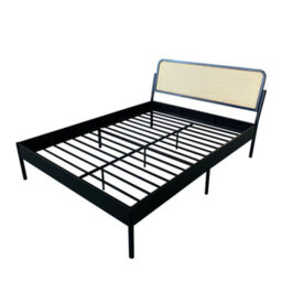 SlumberWorx Cheshunt Black Metal Rattan Headboard Bed Frame - Double / King - thumbnail 6