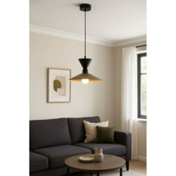 Luminosa Lighting Luminosa Amaris Dome Pendant Ceiling Light Brown, Black 1X E27 - thumbnail 3