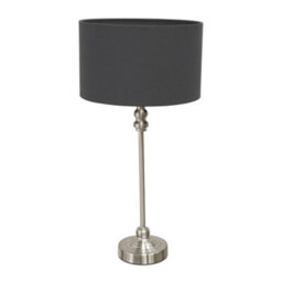 Valuelights Maggie Brushed Chrome Candlestick Table Lamp With Charcoal Fabric Drum Shade And Led Bulb - thumbnail 2