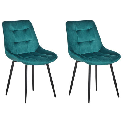 Beliani Set Of 2 Dining Chairs Melrose Velvet Turquoise - image 1