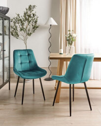 Beliani Set Of 2 Dining Chairs Melrose Velvet Turquoise - thumbnail 2