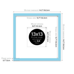"13X13"" Light Blue Picture Frame - 13X13"" Square Frame With 9X9"" Mount For 13X13""/9X9"" Pictures Moderrn Style Thin Edge, 1 Pack" - thumbnail 2