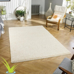 STALWART Modern Shaggy Rug - 5Cm Thick Pile Soft Touch Washable Area Rugs Carpet (Cream, 80X150Cm) - thumbnail 1