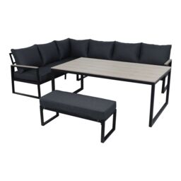 GoodHome Aconite Black Metal 8 Seater Corner Dining Set - thumbnail 2