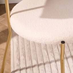 Ohs Boucle Accent Dining Chair Padded Seat With Metal Legs - Cream/gold - thumbnail 3