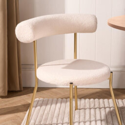 Ohs Boucle Accent Dining Chair Padded Seat With Metal Legs - Cream/gold - thumbnail 2