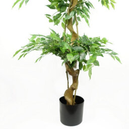 Leaf Artificial Ficus Triple Ball Tree 6Ft Gold Metal Planter - thumbnail 3