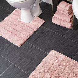 Allure Bath Fashions Ribbed Two Piece Bath Mat & Toilet Mat Set - Blush - thumbnail 2