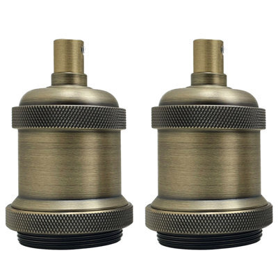 Lamp Holder Batten Brass Bulb Socket Adapter Brass Finish E27 Screw In Diy Pendant Or Wall Light Fitting- Green Brass - image 1