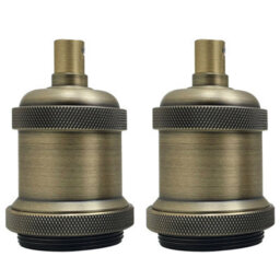 Lamp Holder Batten Brass Bulb Socket Adapter Brass Finish E27 Screw In Diy Pendant Or Wall Light Fitting- Green Brass - thumbnail 1
