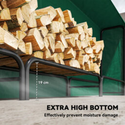 Outsunny Metal Firewood Rack, Log Holder, 300 X 36 X 99 Cm, Dark Green - thumbnail 5