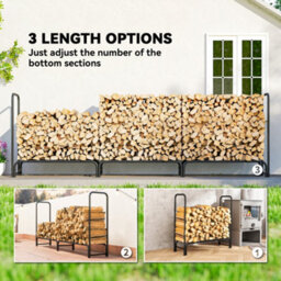 Outsunny Metal Firewood Rack, Log Holder, 300 X 36 X 99 Cm, Dark Green - thumbnail 7
