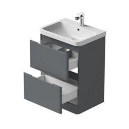 Affine Bathroom Cloakroom Vanity Unit Wash 600 Basin Base Cabinet Drawers Storage Grey - thumbnail 6