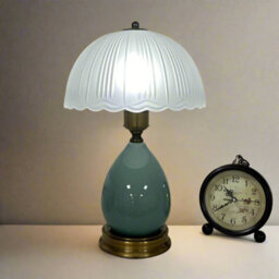 CGC Lighting Cgc Tiffany Large Turquoise Ceramic Table Lamp With Frosted Glass Shade - thumbnail 4