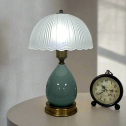CGC Lighting Cgc Tiffany Large Turquoise Ceramic Table Lamp With Frosted Glass Shade - thumbnail 3