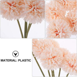 Dandelion Flower Fake Onion Flower Ball Silk Hydrangea Bouquet Plastic Shrubs Bushes Plant For Wedding Bouquet (Orange) - thumbnail 5