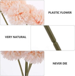 Dandelion Flower Fake Onion Flower Ball Silk Hydrangea Bouquet Plastic Shrubs Bushes Plant For Wedding Bouquet (Orange) - thumbnail 2