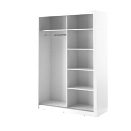 Arte Lux Iv Sliding Door Wardrobe W1500mm H2150mm D600mm - Chic White Matt With Mirrored Feature - thumbnail 3
