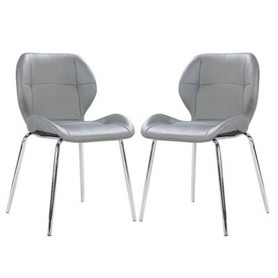 Furniture in Fashion Darcy Grey Faux Leather Dining Chairs In A Pair