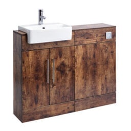 Homestylestore 1050mm Dark Oak Bathroom Combination Vanity Unit With Toilet Pan And Chrome Bar Handle - thumbnail 2