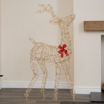 Samuel Alexander 1.3M Light Up Gold Twist Christmas Standing Reindeer With 300 Warm White Leds - image 1