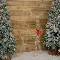 Samuel Alexander 1.3M Light Up Gold Twist Christmas Standing Reindeer With 300 Warm White Leds - thumbnail 7