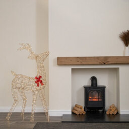Samuel Alexander 1.3M Light Up Gold Twist Christmas Standing Reindeer With 300 Warm White Leds - thumbnail 2