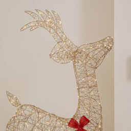 Samuel Alexander 1.3M Light Up Gold Twist Christmas Standing Reindeer With 300 Warm White Leds - thumbnail 4