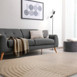 Beige Handmade Modern Wool Easy To Clean Geometric Rug For Bedroom Dining Room And Living Room -120Cm X 170Cm - thumbnail 1
