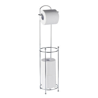 Crystals Free Standing Chrome Toilet Paper Loo Roll Storage Holder Frame Bathroom Shelf - image 1
