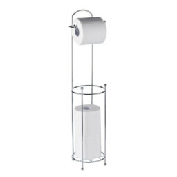 Crystals Free Standing Chrome Toilet Paper Loo Roll Storage Holder Frame Bathroom Shelf - thumbnail 1