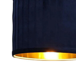 First Choice Lighting Sundance - Navy Blue Velvet Pleated 25Cm Lamp Shade With Gold Inner - thumbnail 2