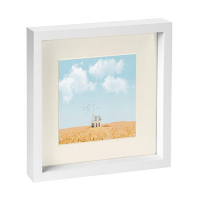 "Nicola Spring 10 X 10"" Photo Frame - Ivory Mount 3D Photo Frame Picture Frame Box Portrait Display Case & Spacer (6 X 6"" Mount)" - image 1