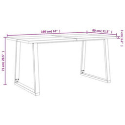 Vidaxl Dining Table With Live Edge 160X80X75 Cm Solid Wood Acacia - thumbnail 9