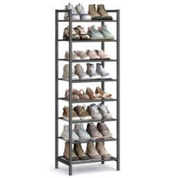LEDREM 8 Tier Metal Tall Shoe Rack Shelf, Narrow Shoe Rack, Slim Shoe Storage Organizer For Closet Entryway Small Spaces, Black - thumbnail 3