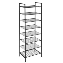 LEDREM 8 Tier Metal Tall Shoe Rack Shelf, Narrow Shoe Rack, Slim Shoe Storage Organizer For Closet Entryway Small Spaces, Black - thumbnail 2