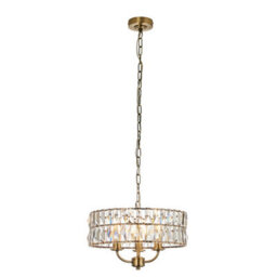 Luminosa Lighting Luminosa Clifton 3 Light Multi Arm Lamp Ceiling Pendant Antique Brass - thumbnail 7