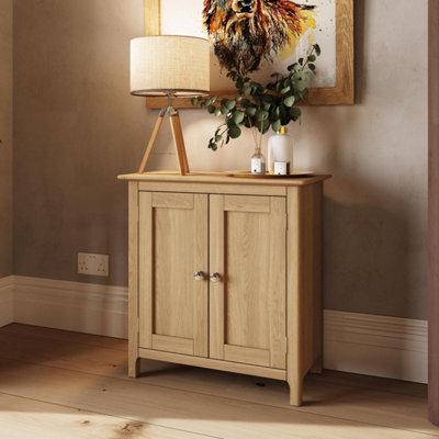 Fwstyle Taberno 2 Door Sideboard Storage Cabinet Natural Oak (H) 67 (W) 65 (D) 33Cm - image 1