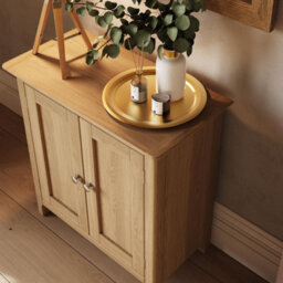 Fwstyle Taberno 2 Door Sideboard Storage Cabinet Natural Oak (H) 67 (W) 65 (D) 33Cm - thumbnail 2