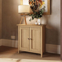 Fwstyle Taberno 2 Door Sideboard Storage Cabinet Natural Oak (H) 67 (W) 65 (D) 33Cm