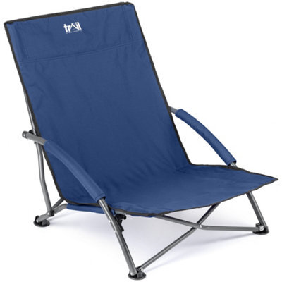 Trail Outdoor Leisure Low Beach Chair Folding Outdoor Camping Garden Festival Lightweight Lounger Seat - Navy - image 1