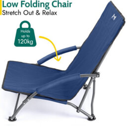 Trail Outdoor Leisure Low Beach Chair Folding Outdoor Camping Garden Festival Lightweight Lounger Seat - Navy - thumbnail 3