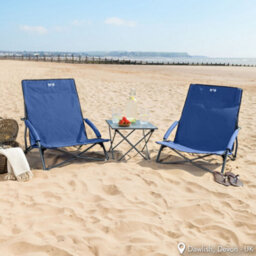 Trail Outdoor Leisure Low Beach Chair Folding Outdoor Camping Garden Festival Lightweight Lounger Seat - Navy - thumbnail 2